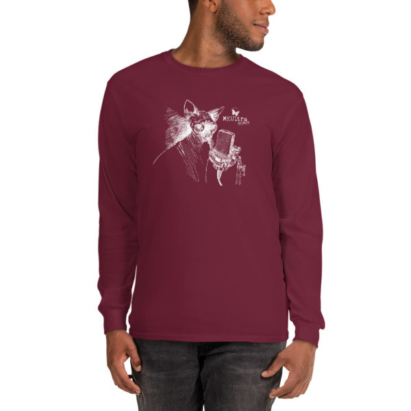Cat Meow MKUltra Studios Men’s Long Sleeve Shirt - Light on Dark - Image 3